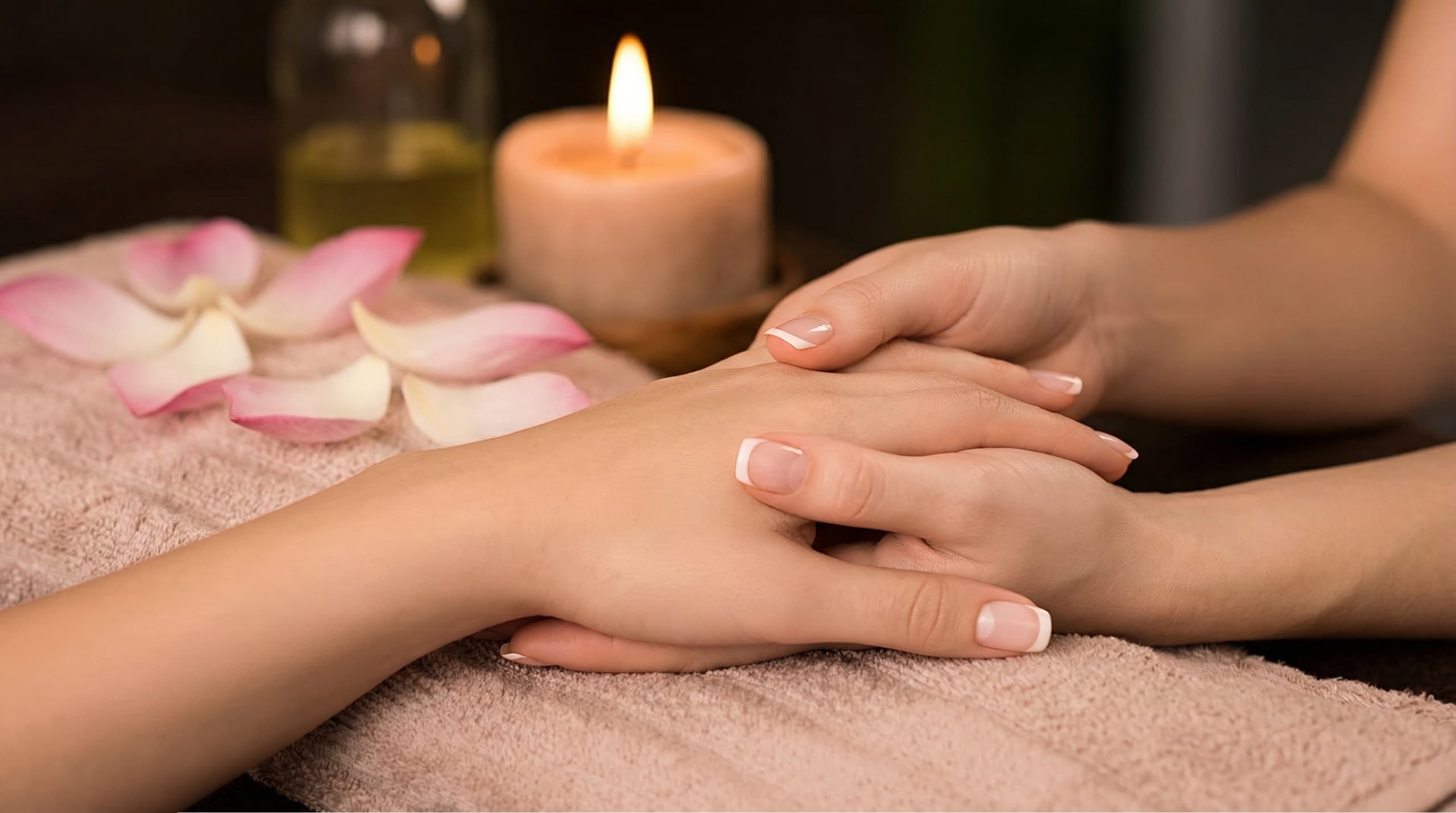 Hand massage during a manicure service